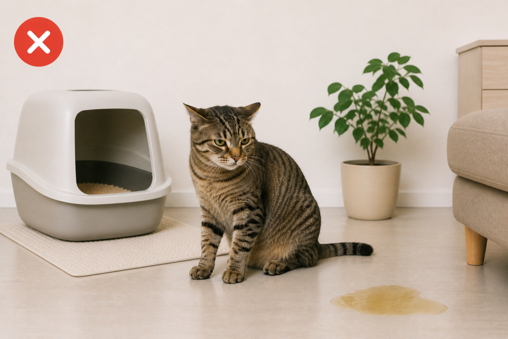 Kat wil niet naar kattenbak